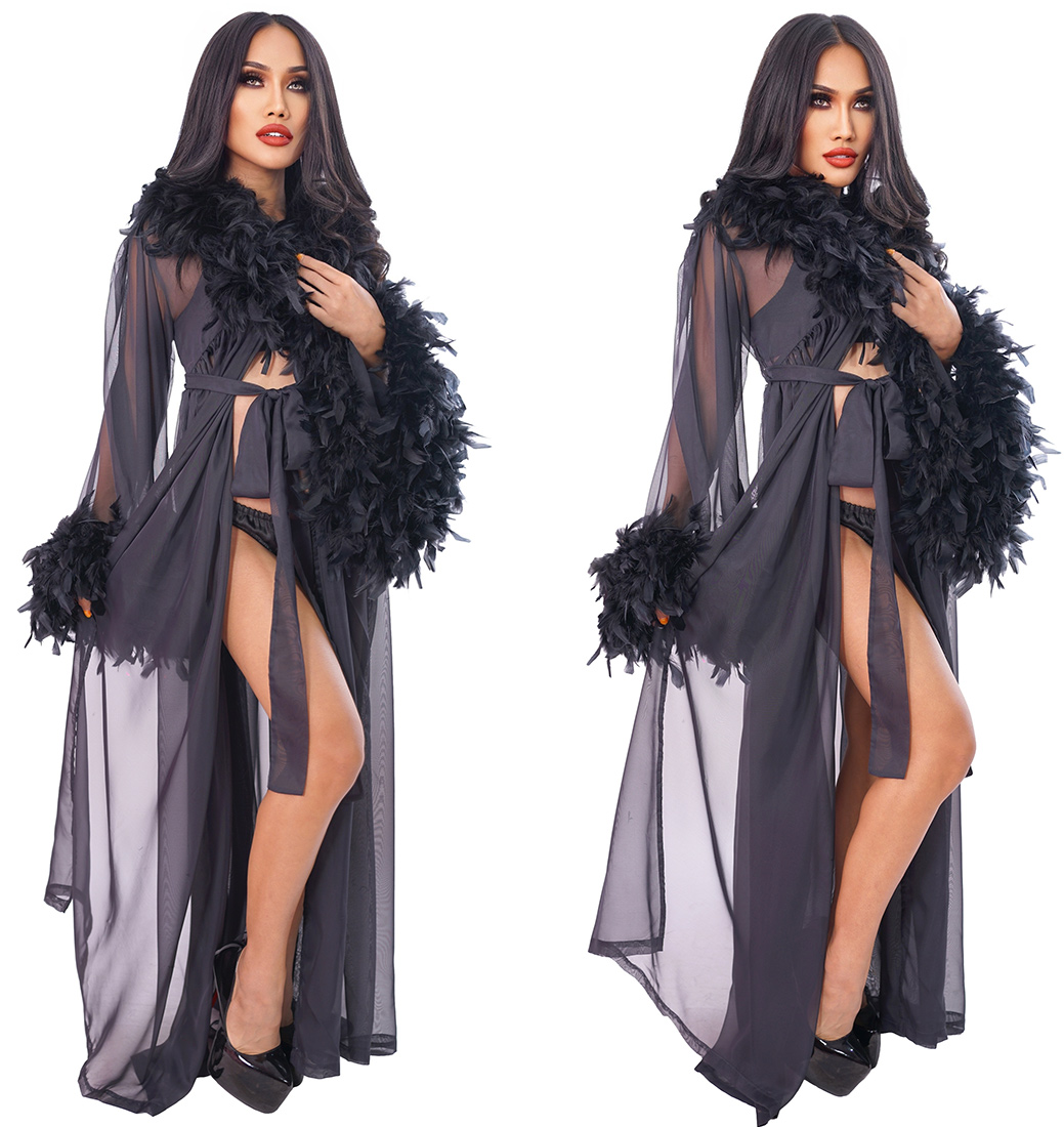 Hollywood gown feathered sat942 003